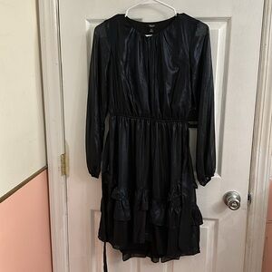 NWT Sheer Black Shiny Ruffled Dress Simply Vera Wang